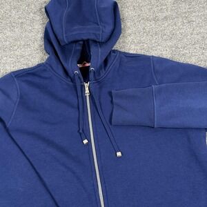 Isaac Mizrahi Live Hoodie Womens 1X Blue Full Zip Long Fleece Sweatshirt Jacket